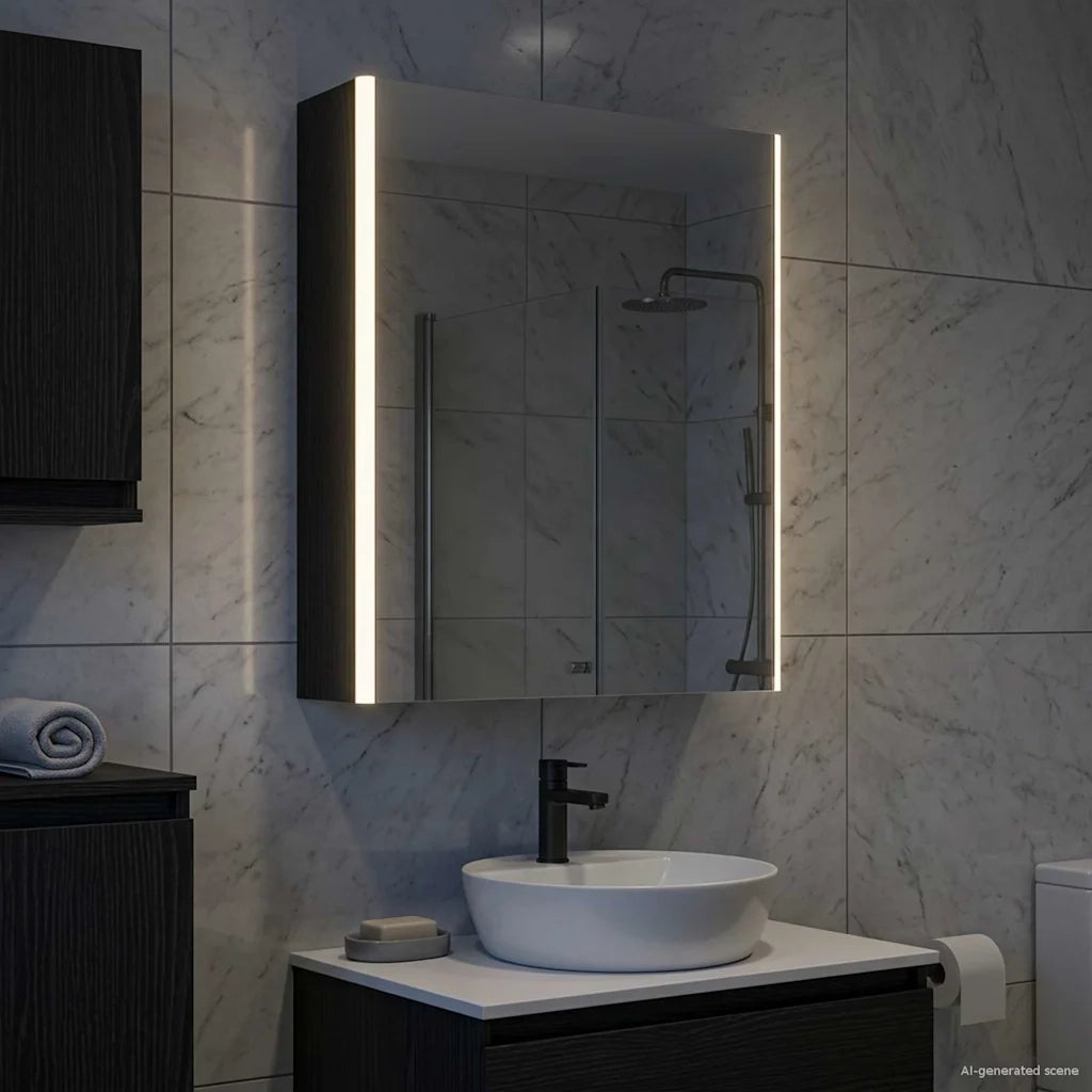 Mobiletto per specchio da bagno Rovere Nero 53,5 x 15,5 x 70 cm 889232