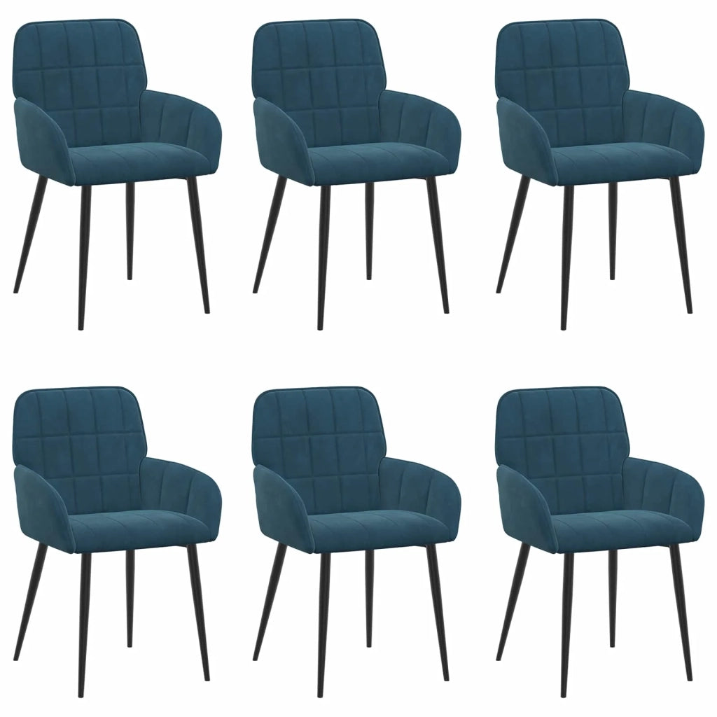 Sedie da pranzo 6 pcs Velluto (V) Blu 56,5 x 50 x 86 cm 3428182