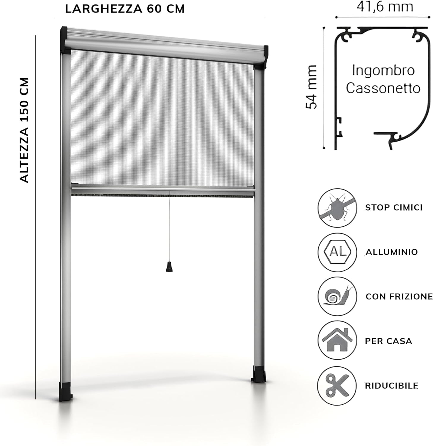 ZANZARIERE PER FINESTRA Bronzo/150 cm/60 cm