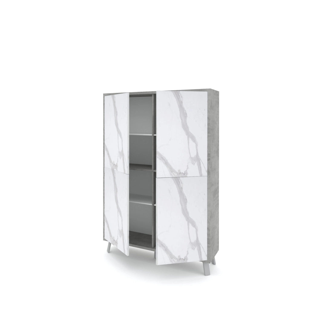 Credenza alta VELBRUK cemento/marmo calacatta