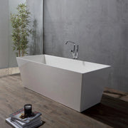 Vasca da bagno moderna freestandig in marmo resina rettangolare bianca 160cm Badok Okyo