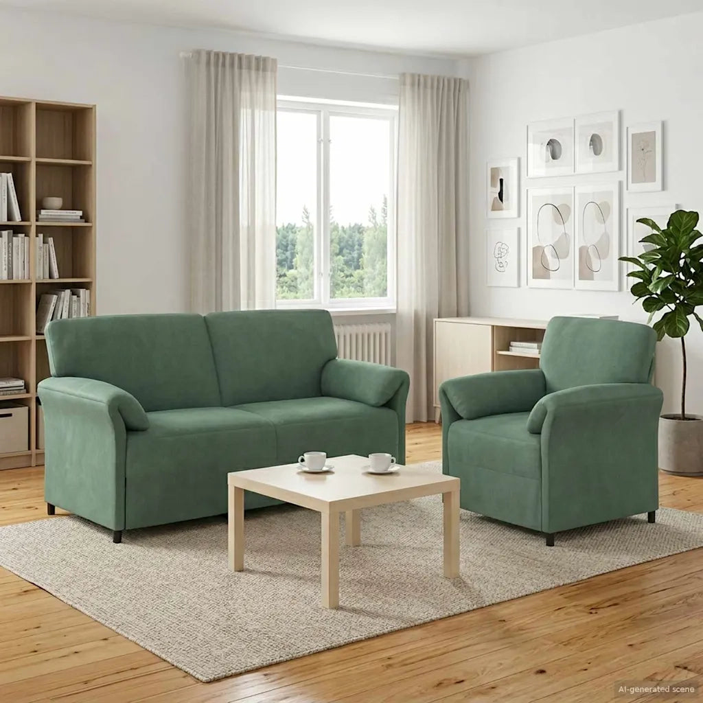 Set di divani 2 pz Verde Mare Velluto 3424896