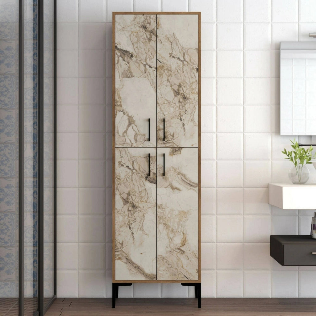 Amata, Armadio Multiuso Grande 5 Ripiani, 60x200h cm Marrone Noce
