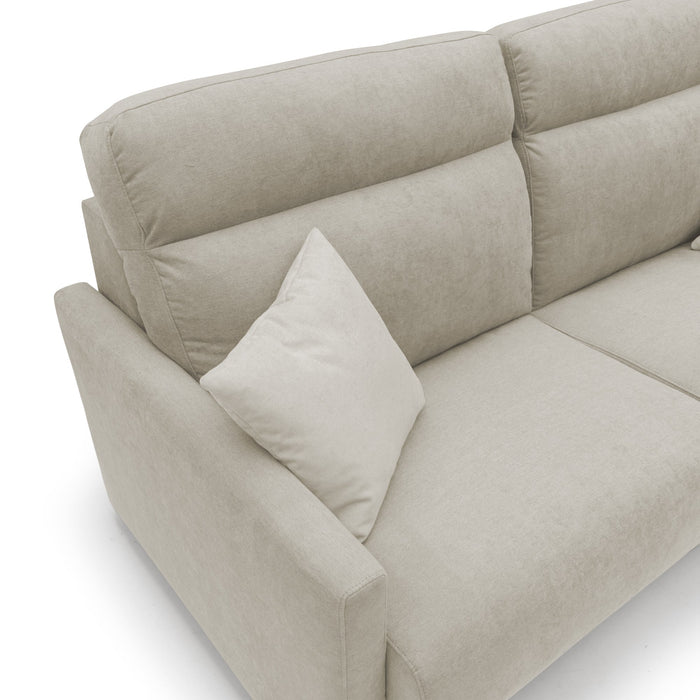 Margot Divano letto matrimoniale con schienale morbido alto in tessuto T02 176 cm (mat. 140x197) panna