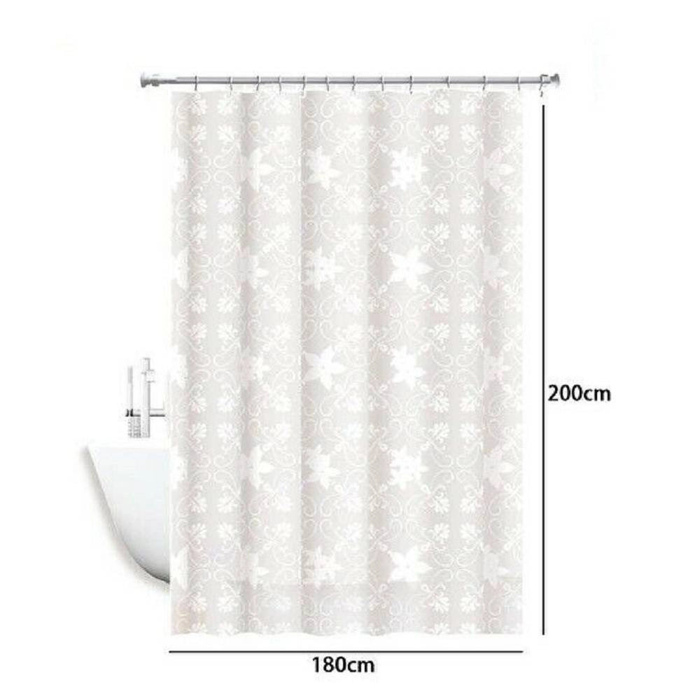 Trade Shop - Tenda Doccia Antimuffa Impermeabile 180x200cm Anelli Bagno Bianca Maiolica 69511 -