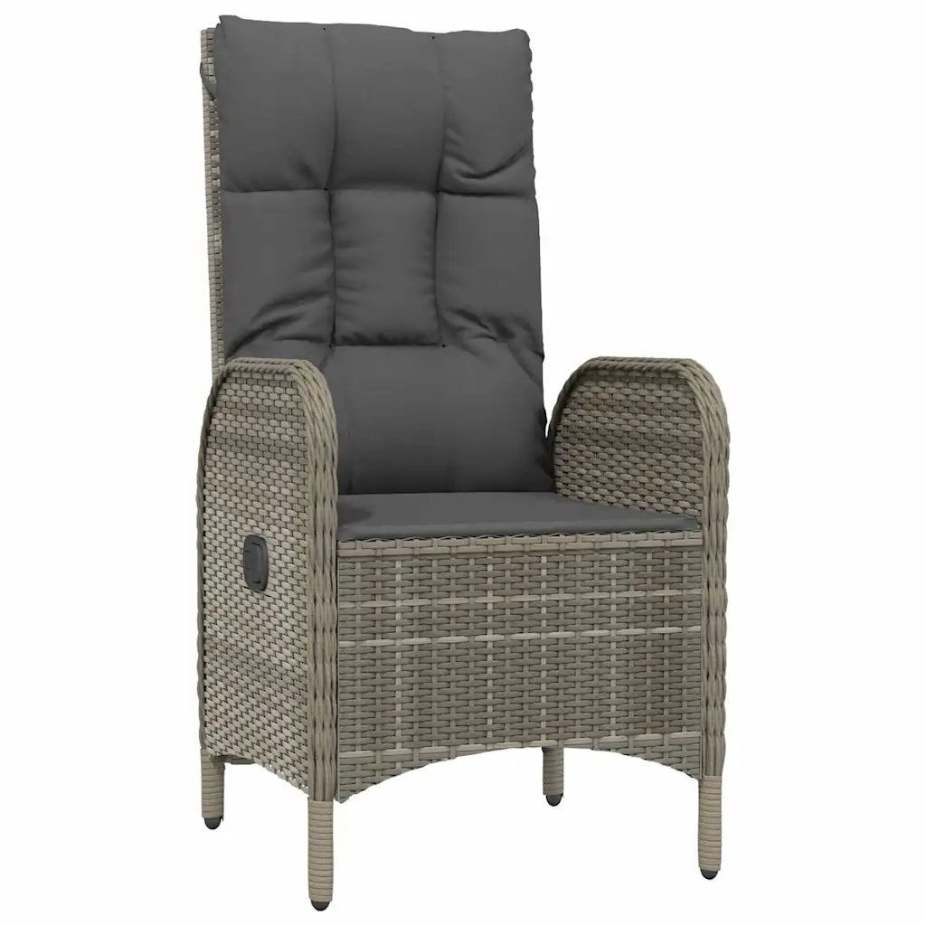 Set da Pranzo Giardino 5pz Nero e Grigio con Cuscini Polyrattan 3185185