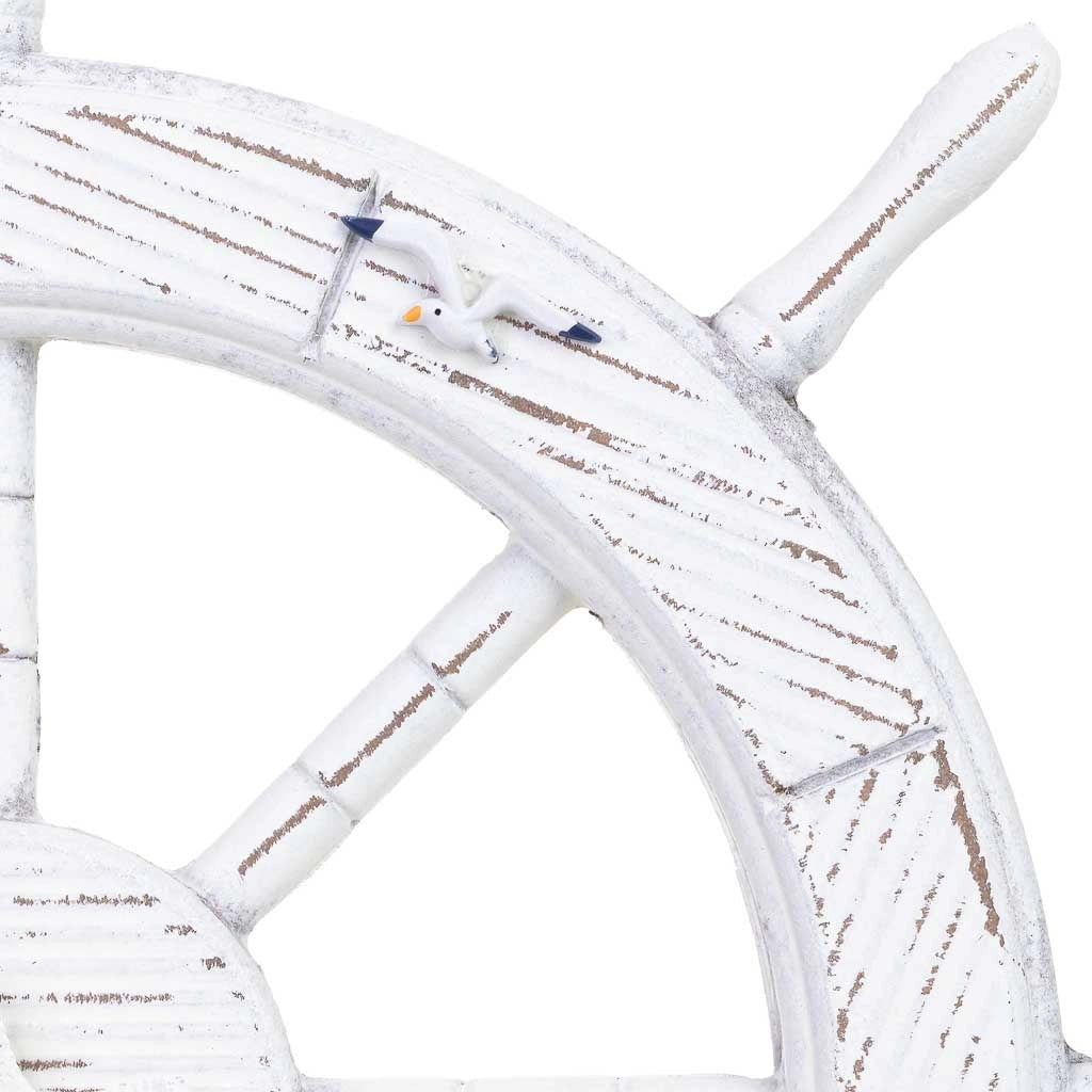Decorazione timone in legno bianco 45x3x45h cm