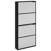 Scarpiera | Mobile per scarpe con Specchio a 4 Livelli Nera 63x17x134 cm