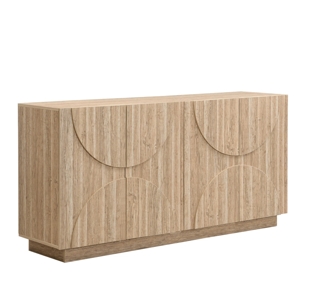 Sideboard da soggiorno 160x40x80 cm in truciolare; colore naturale; con ante e ripiani