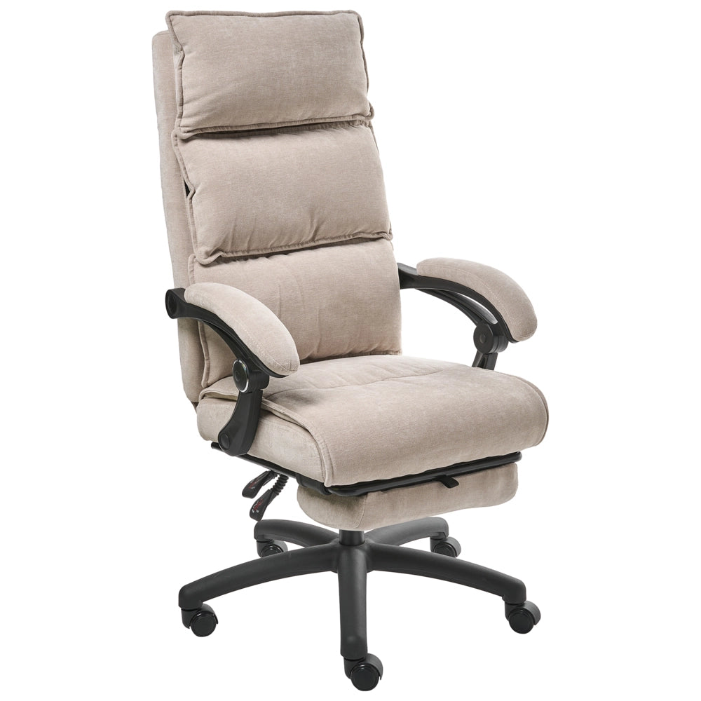 Sedia professionale per ufficio con rivestimento in ciniglia beige Base girevole con poggiapiedi Schienale inclinabile
