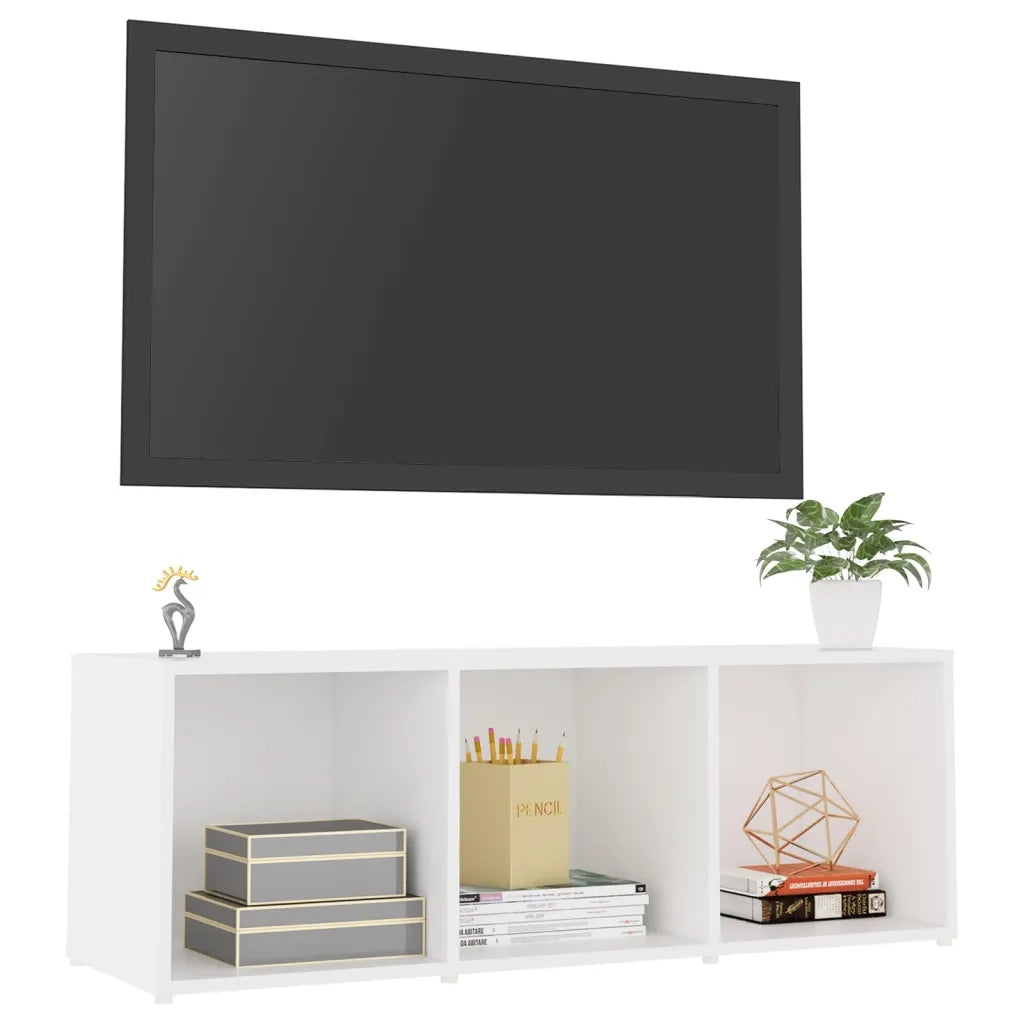 Mobile Porta TV Bianco 107x35x37 cm in Legno Multistrato 805534