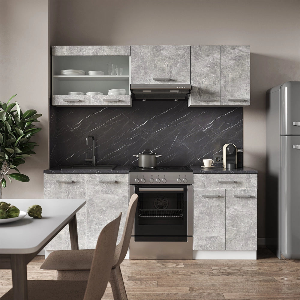 Vicco Cucina componibile Cemento/Bianco 200 cm , PL Antracite