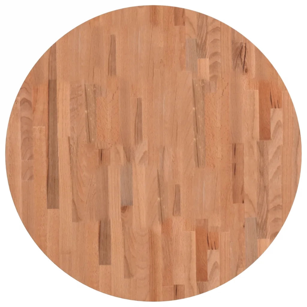 Piano per Tavolo Ø80x4 cm Rotondo in Legno Massello di Faggio 355946