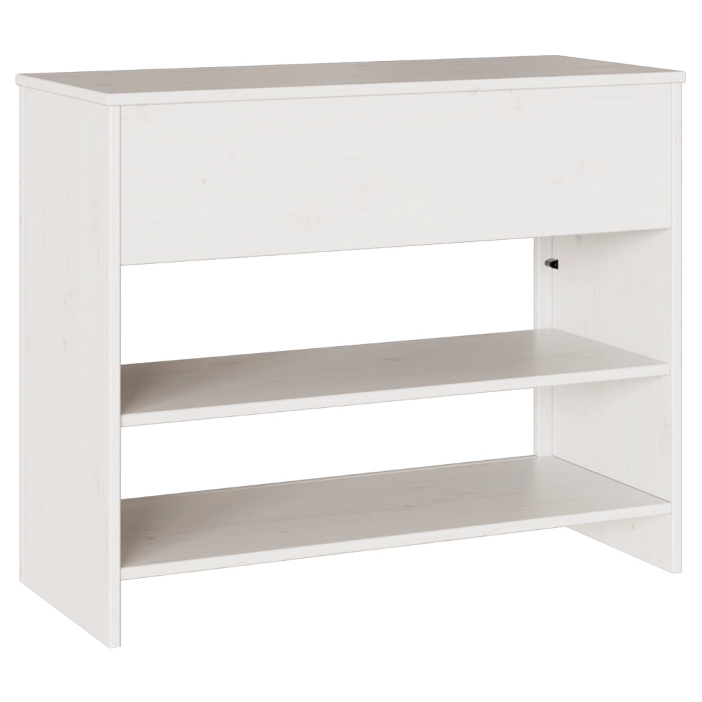Tavolo Consolle "DRAMMEN" Bianco 89,5x37x73 cm Legno Massello Pino