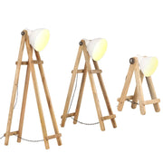 Lampade da Pavimento 3 pz Bianche E27 in Massello di Mango 320594