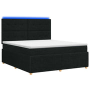 Letto Box Spring LED con Materasso Nero 140 x 200 cm Tessuto 3455876