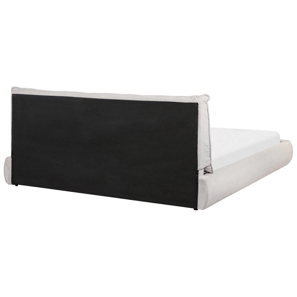 Letto ad acqua EU King Size Beige Velluto a Coste 180 x 200 cm con materasso con spessa testata imbottita e pediera Camera da letto in stile moderno