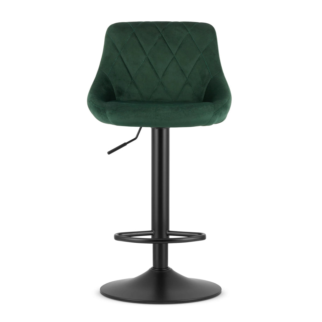Sgabello girevole VALORA DAKA - Velluto verde con base nera x 2