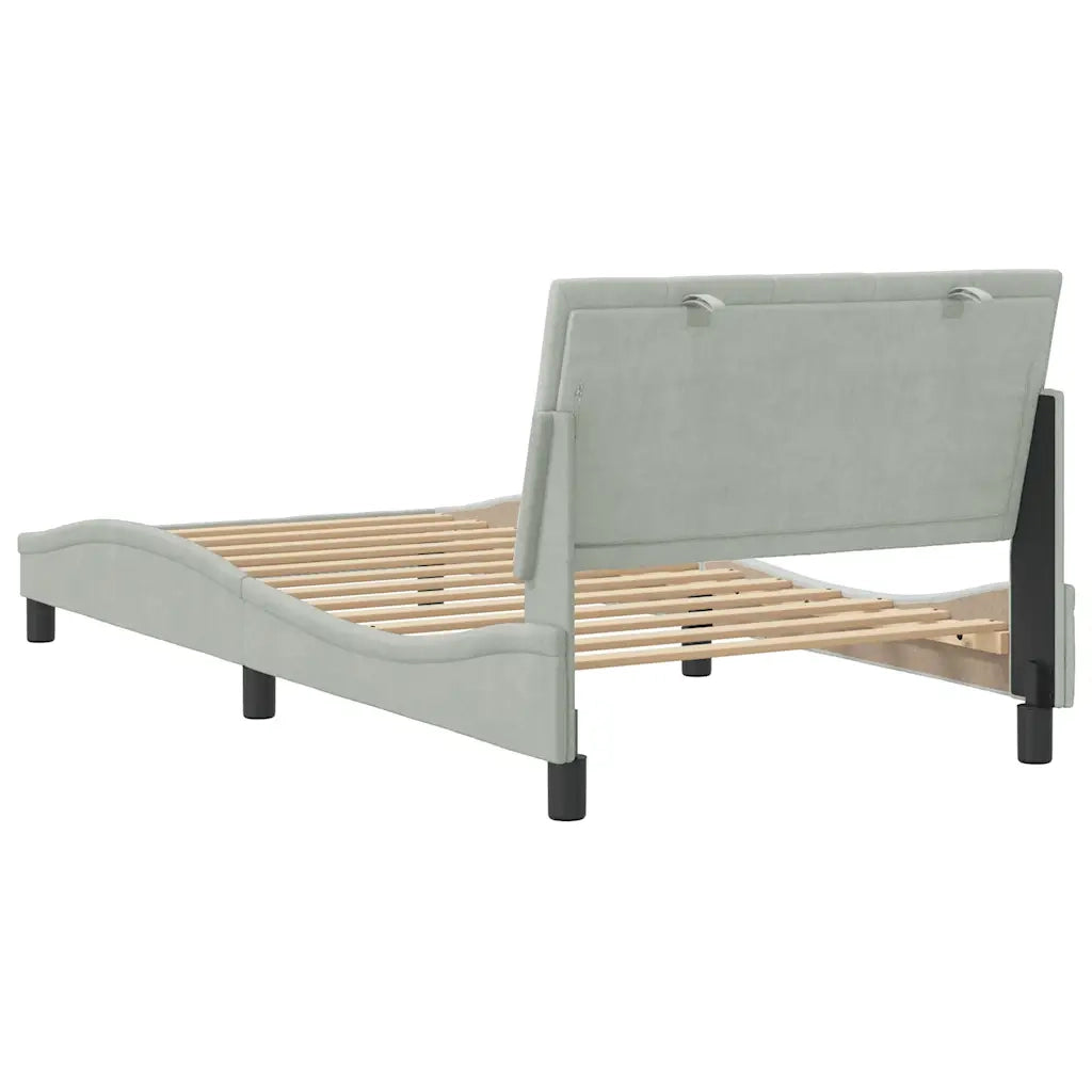Giroletto senza Materasso-Struttura Letto Hanko Grigio Chiaro 100x200 cm Velluto