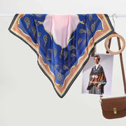 Cintura da donna vintage in pelle con stampa di anacardi, piccola sciarpa di seta