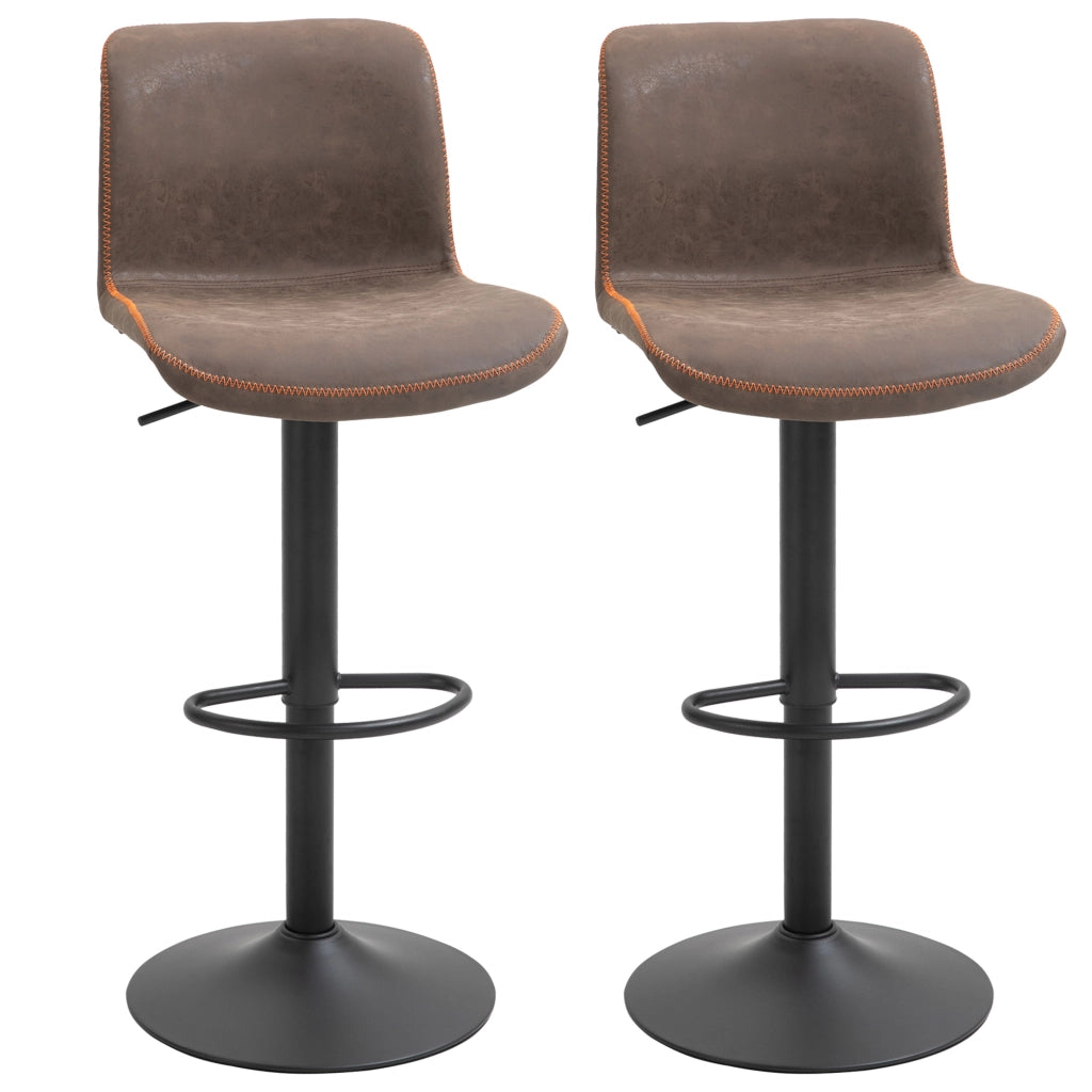 Sgabelli da Bar Vintage 2 Pezzi Regolabili Girevoli con Poggiapiedi ¨C zephmum ¨C Marrone Pelle Effetto Cuoio