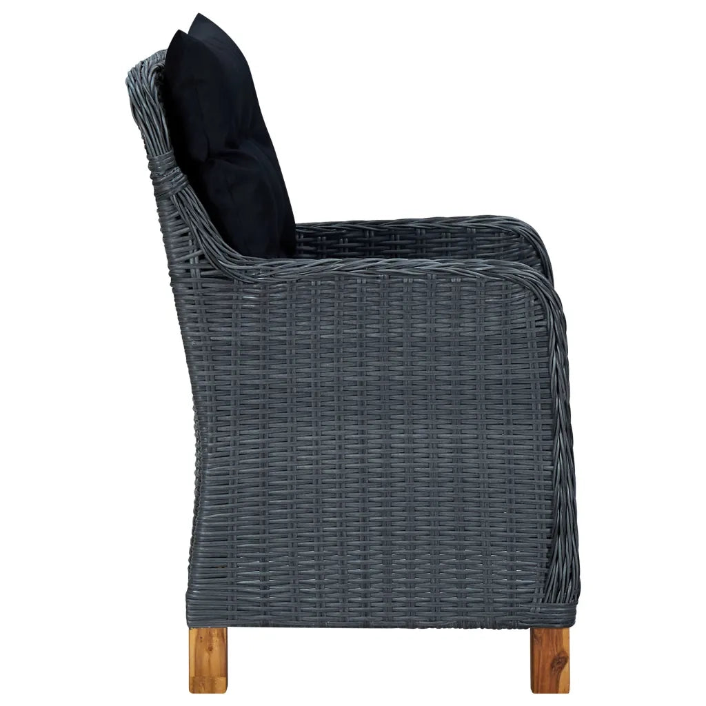 Set da Pranzo da Giardino 9pz e Cuscini Polyrattan Grigio Scuro 3060170