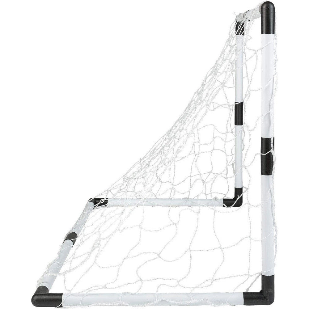 Trade Shop - Set 2 Pz Mini Porte Da Calcio 91,5x61x48cm Con Palla Pompa 8 Picchetti Fissaggio -