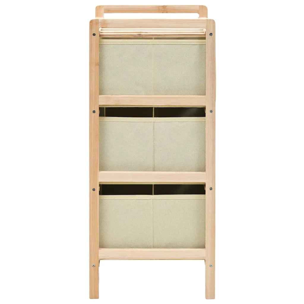 Scaffali con 3 Cesti in Tessuto 2 pz in Legno di Cedro Beige 276231