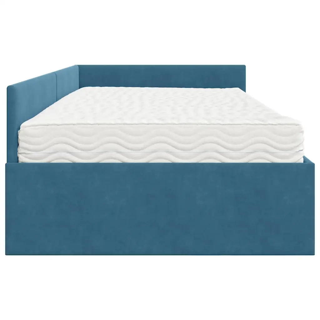 Struttura Letto Angolare con Materasso Altro 2 pcs Blu Velluto 3393643