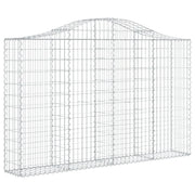 Gabbione cesto gabbia recinzione muro di contenimento ad arco 200 x 30 x 120/140 cm ferro zincato Argento 02_0039993