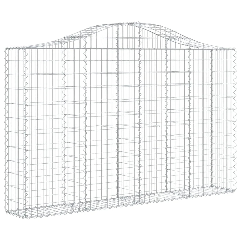 Gabbione cesto gabbia recinzione muro di contenimento ad arco 200 x 30 x 120/140 cm ferro zincato Argento 02_0039993