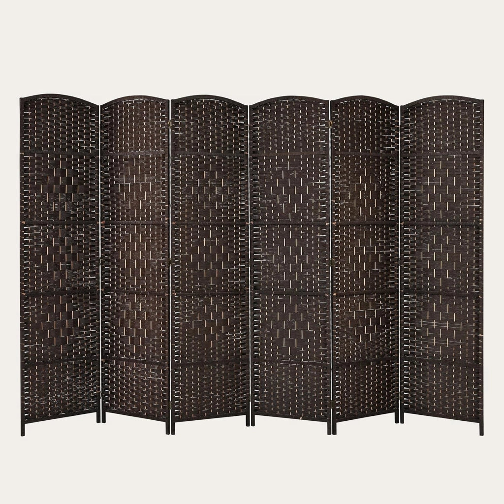 Paravento a 6 Pannelli, Separatore di Ambienti Pieghevole con Struttura in Legno Massello, Schermo di Privacy Decorativo per Casa, Ristorante, Ufficio, 270,5 x 1,5 x 180 cm (Nero)
