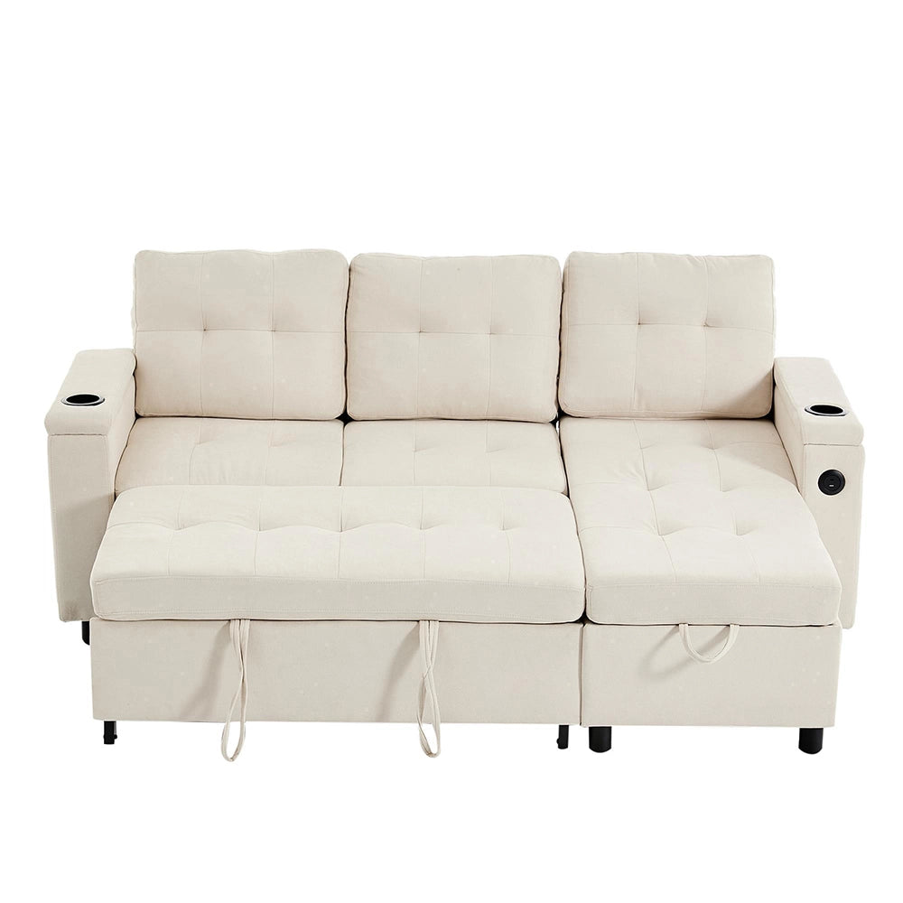 Divano angolare - Xylo - 208x146cm letto 3 posti beige