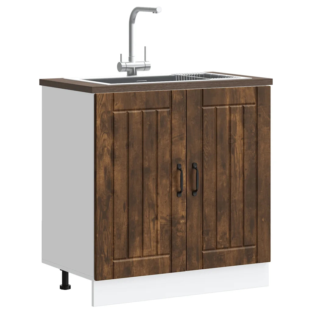 Mobile Base Lavello Lucca Rovere Fumo in Legno Multistrato 853692