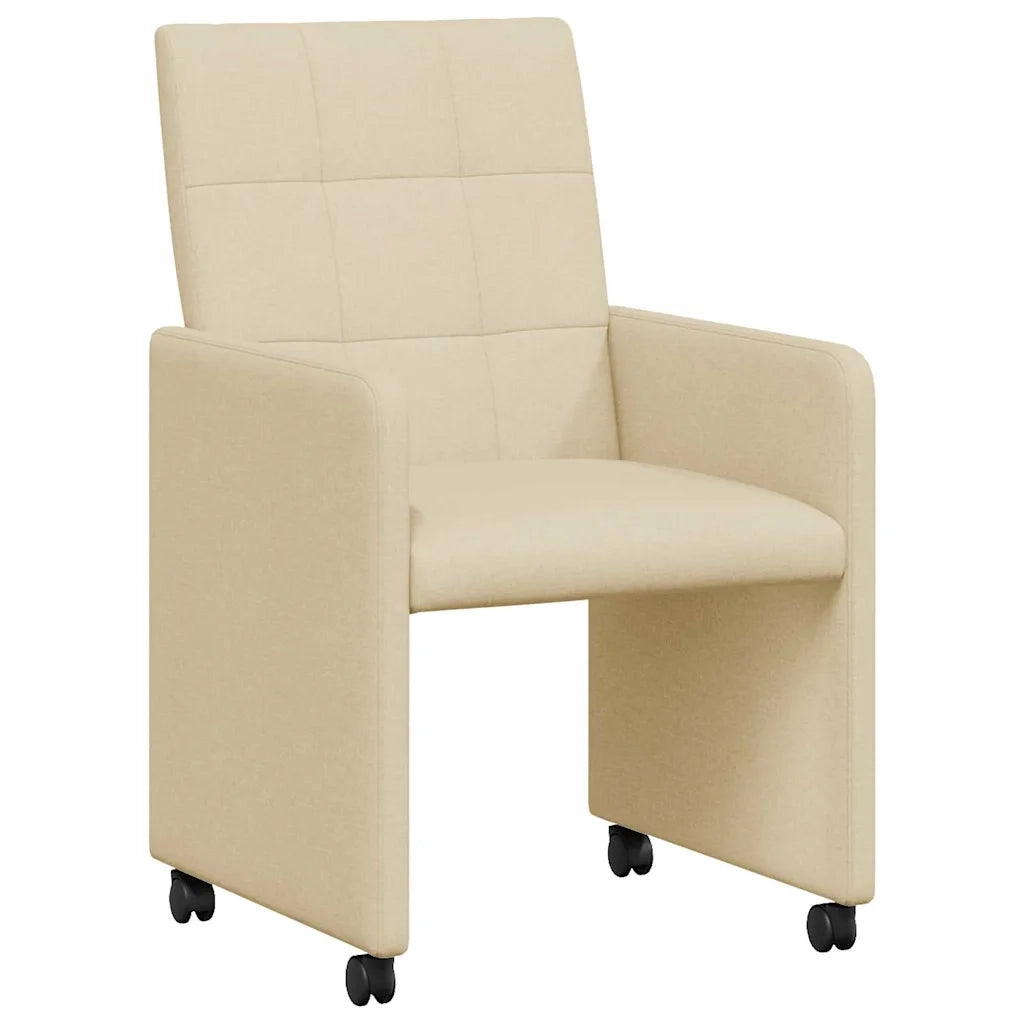 Sedie da Pranzo con Ruote 2 pcs Crema 58 x 65 x 94 cm Tessuto 42017836