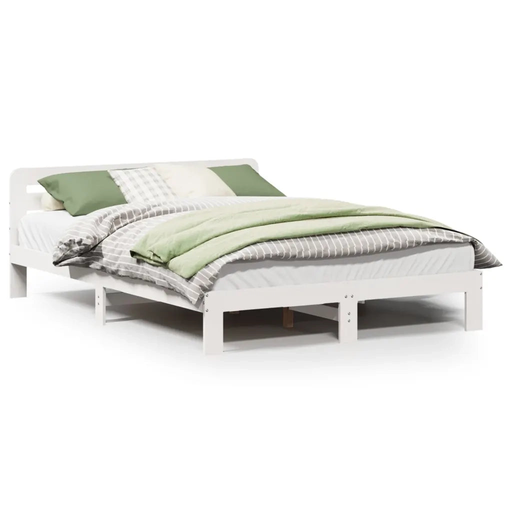 Letto senza Materasso Bianco 120x190 cm Legno Massello di Pino 855571