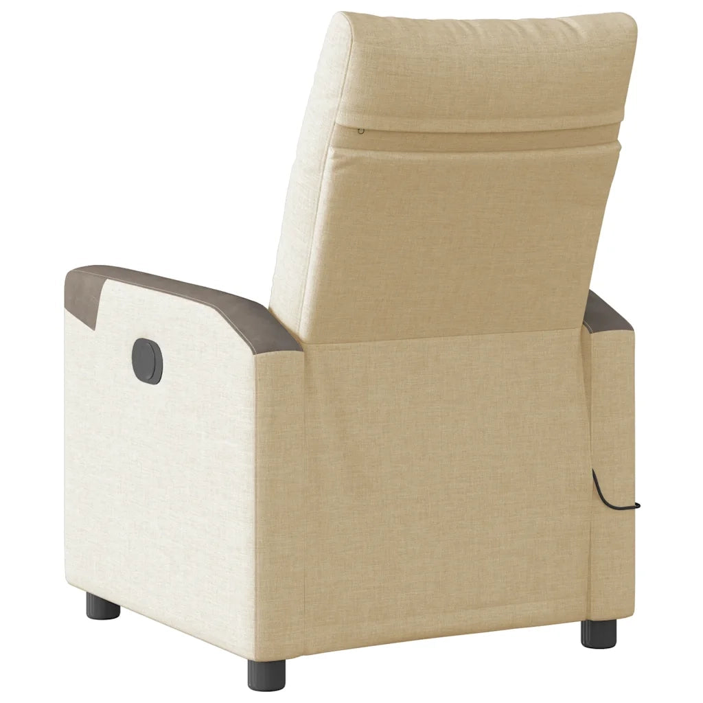Poltrona Reclinabile Massaggiante | Sedia Relax Elettrica Crema in Tessuto