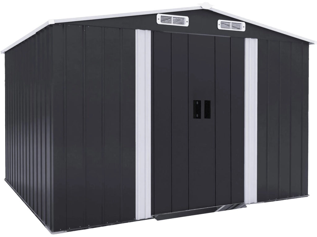 Casetta da giardino in metallo "Boston" con porta scorrevole - 6,54 m² - Grigio