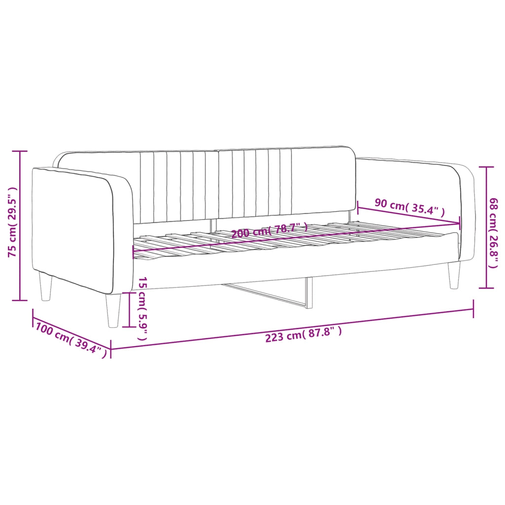 Letto da Giorno Rosa 90x200 cm in Velluto 354089