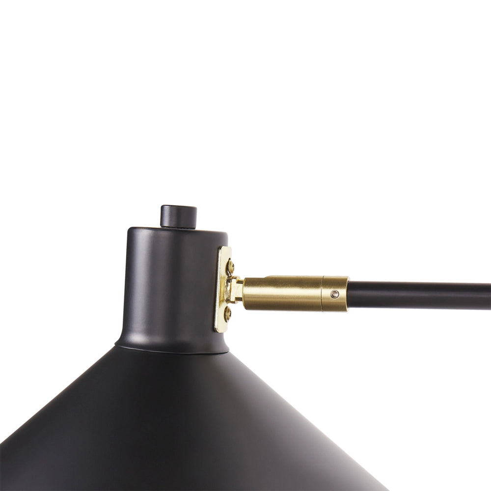 Lampada da parete in acciaio nero a 2 luci con paralumi a tamburo regolabili con elementi dorati Soggiorno moderno industriale Camera da letto