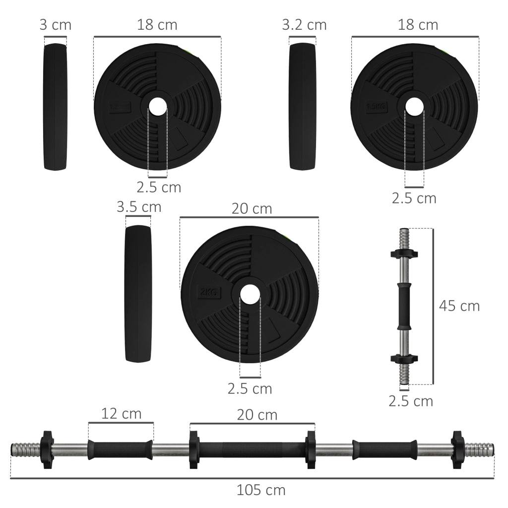 Set Bilanciere con 2 Manubri Regolabili 20 kg ¨C Zephmum ¨C Nero