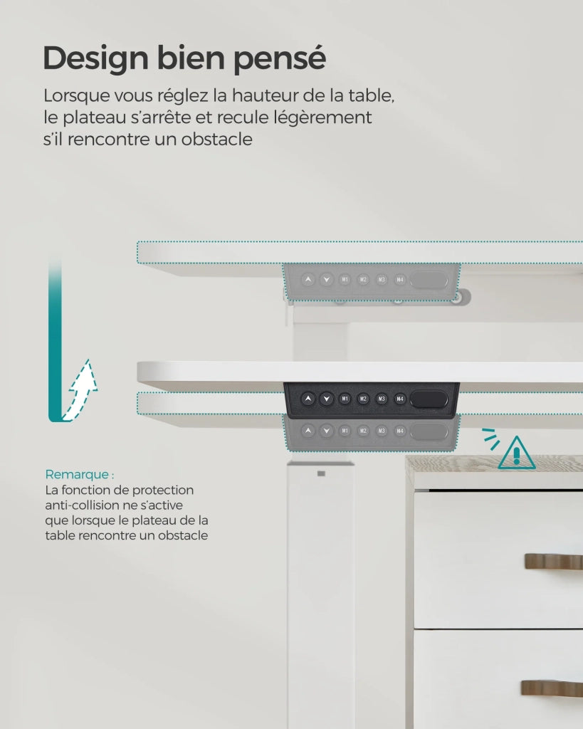 Scrivania elettrica sit-stand 60 x 120 x (72-120) cm tavolo regolabile in altezza con funzione memory 4 impostazioni di altezza tasca portaoggetti struttura in acciaio piano del tavolo bianco spesso 12_0004548