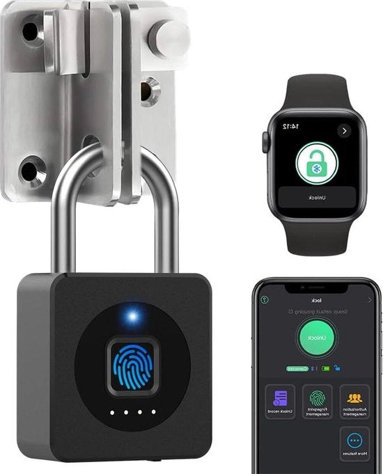 Cassaforte con Chiusura Automatica - App di Apertura per iPhone - Impermeabile - Senza Chiave - Biometrico - Palestra - Borse da Bagaglio - Cassaforte - Deposito - Armadio da Giardino - Nero