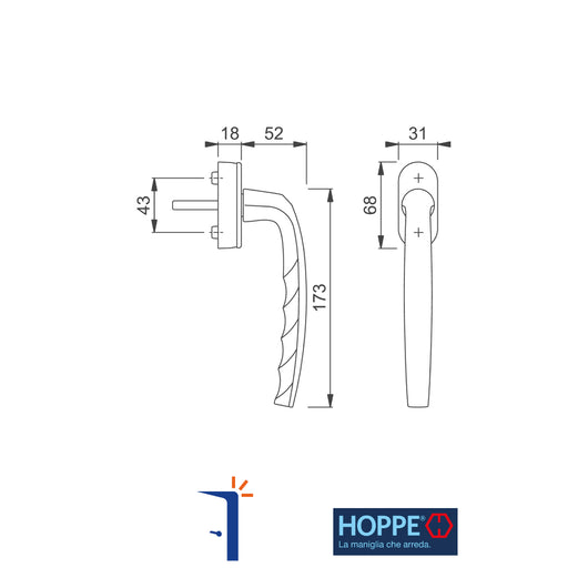 10761073 MARTELLINA DK PER SCORREVOLE PARALLELO SECUSTIK IN ALLUMINIO ROSETTA ROTONDA COLORE BIANCO RAL 9016. HOPPE