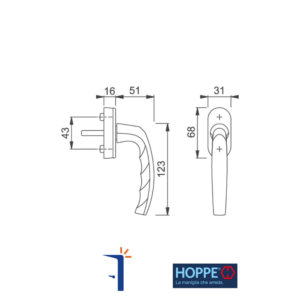 hoppe maniglia per finestra martellina dk atlanta secustik in alluminio bianca