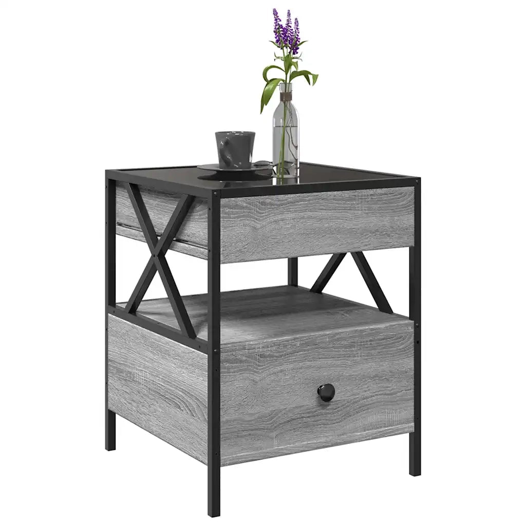 Tavolino da Salotto con LED Infinity-Tavolino da soggiorno Grigio Sonoma 40x40x51 cm 341961