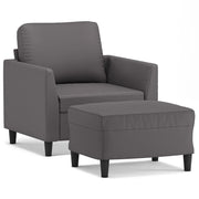 Poltrona | Sedia Relax con Poggiapiedi Grigio 60 cm in Similpelle