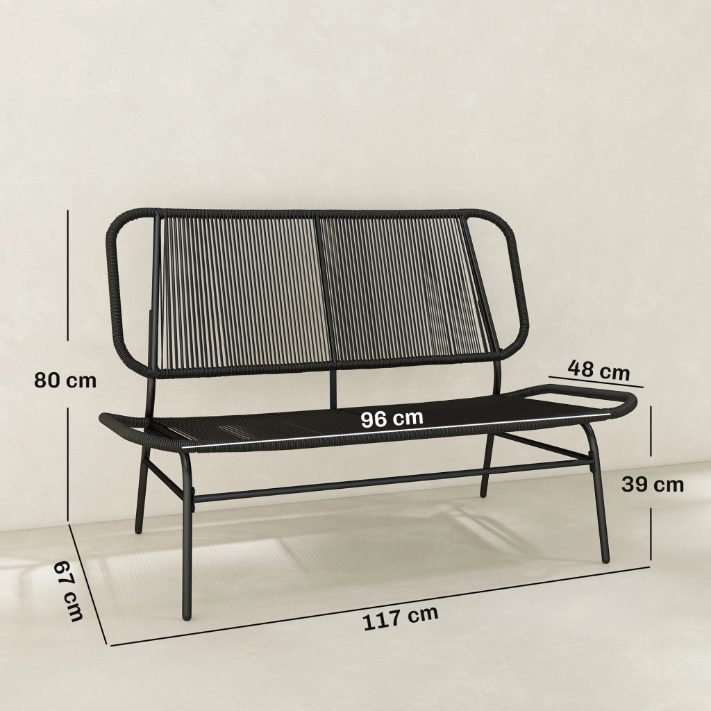 Divano 2 Posti in Rattan ¨C zephmum ¨C Nero