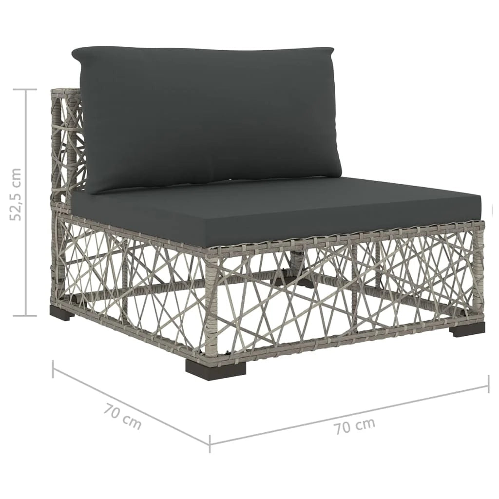 Set di mobili da giardino mobili da esterno 5 pezzi con cuscini resina intrecciata grigia 02_0016441