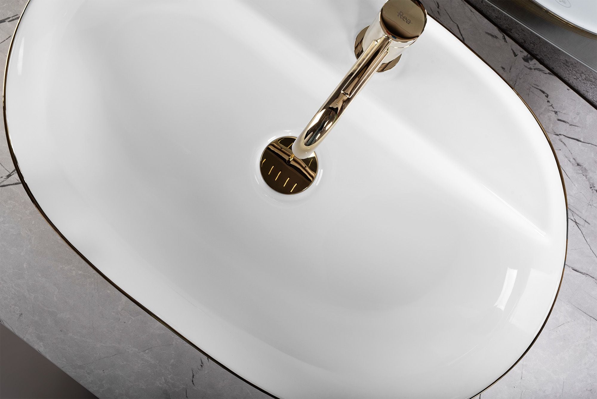 Lavabo Da Appoggio Rea Aura 61 White Gold Brush